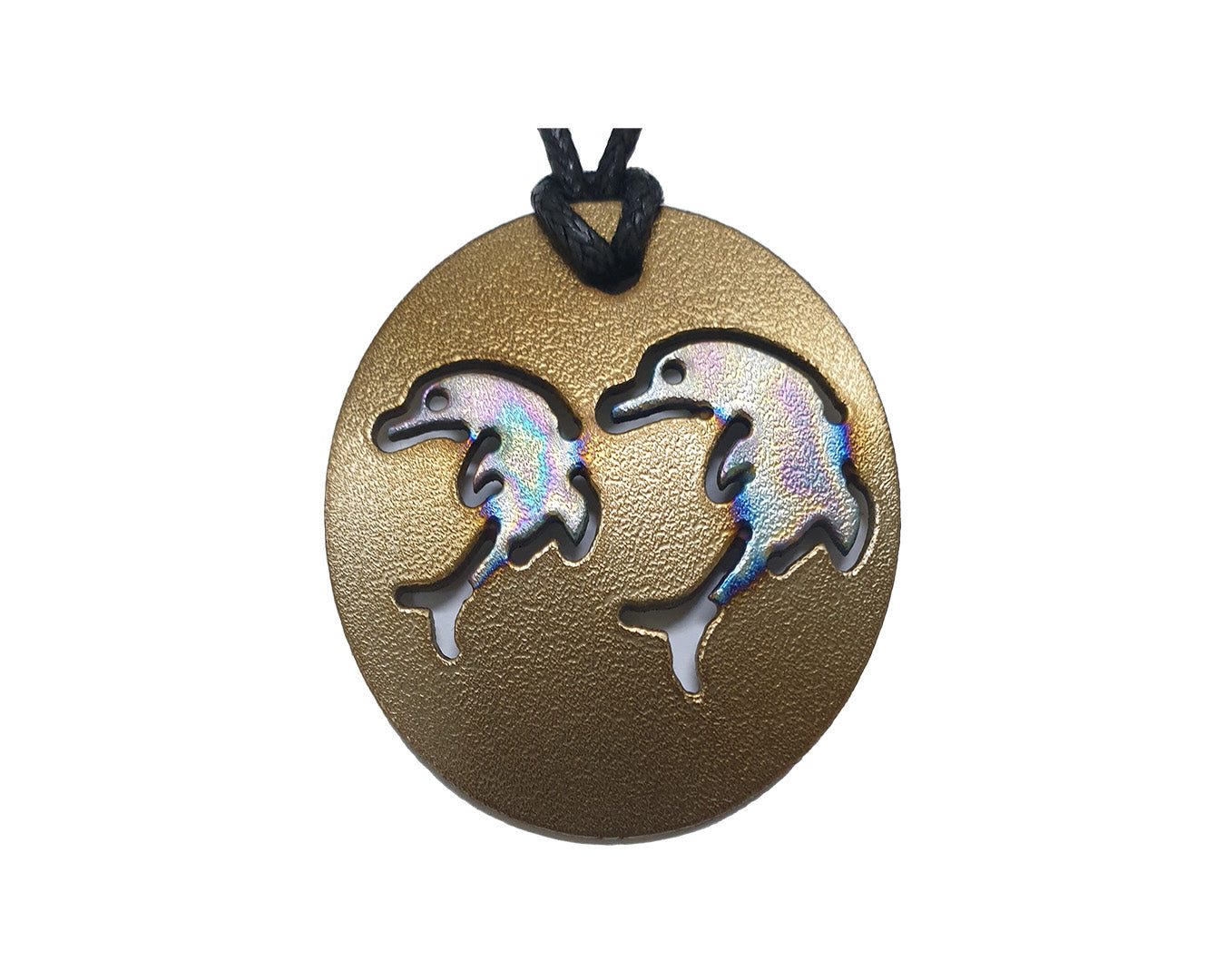 Personal Pendant - 29B - Double Dolphin patterned Dolphin on gold